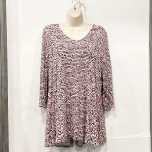J. Jill Wear Ever collection Womens Sz Med‎ Tunic top Slinky Oversized Red Multi